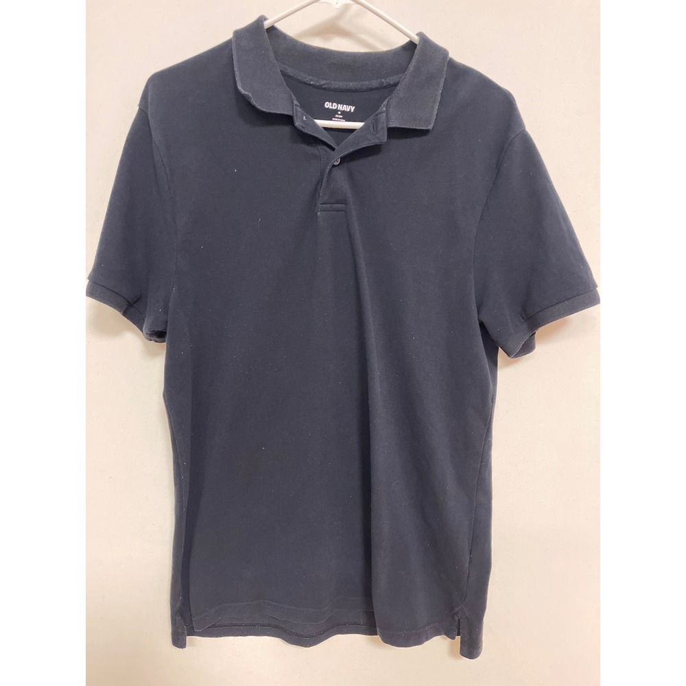 Old Navy Mens Go-Dry Pique Polo Shirt Navy Blue Short Sleeve Size M